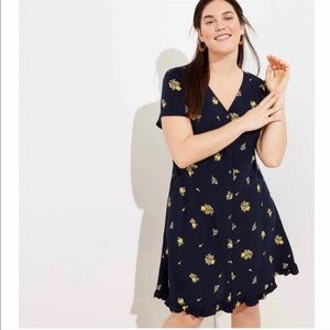 Loft button down floral black dress size 26